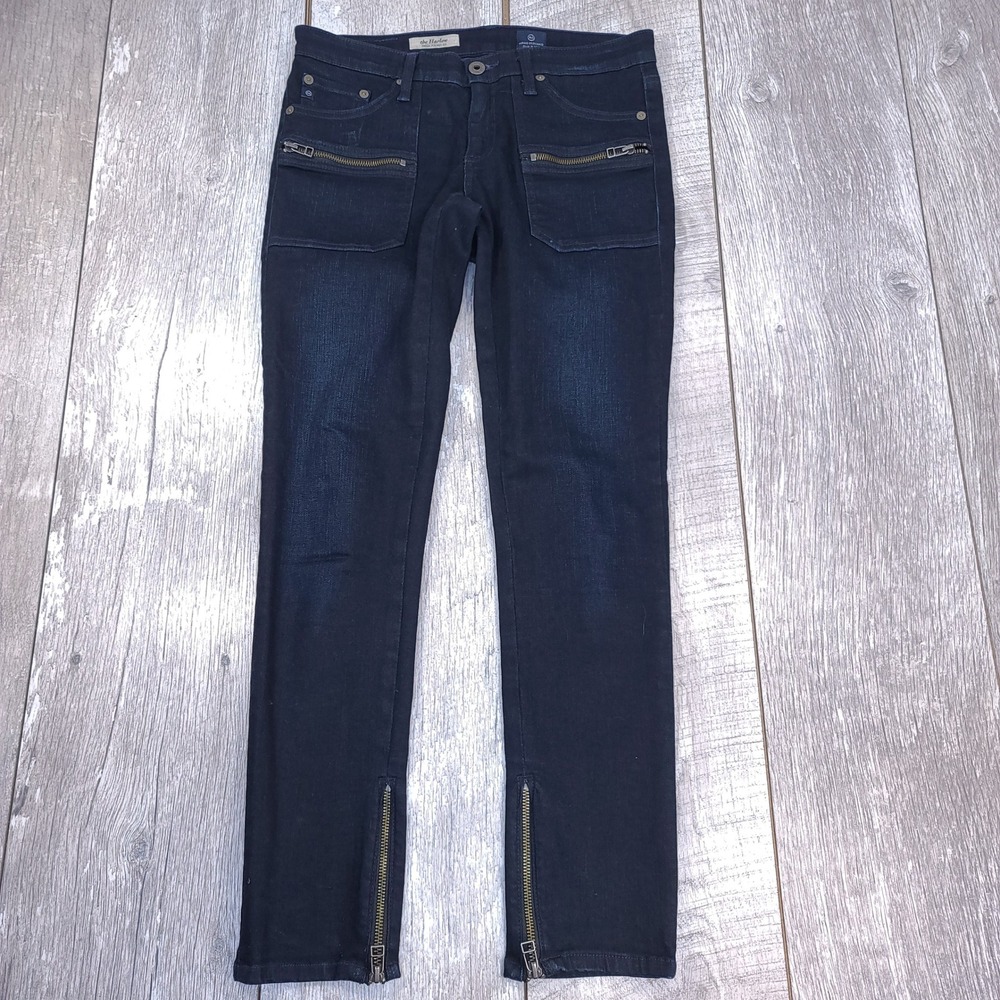 AG Adriano Goldschmied Jeans Womens 27 Blue The Harlow Patch Pocket Zip Skinny